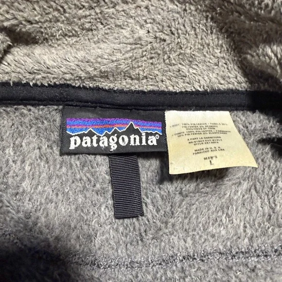 Vintage Patagonia R3 Fleece Jacket Men Large Gray Polartec Hi-Loft Full Zip